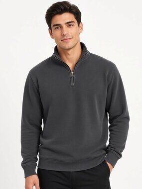 Van Heusen Men's M Charcoal Quarter Zip Pullover
